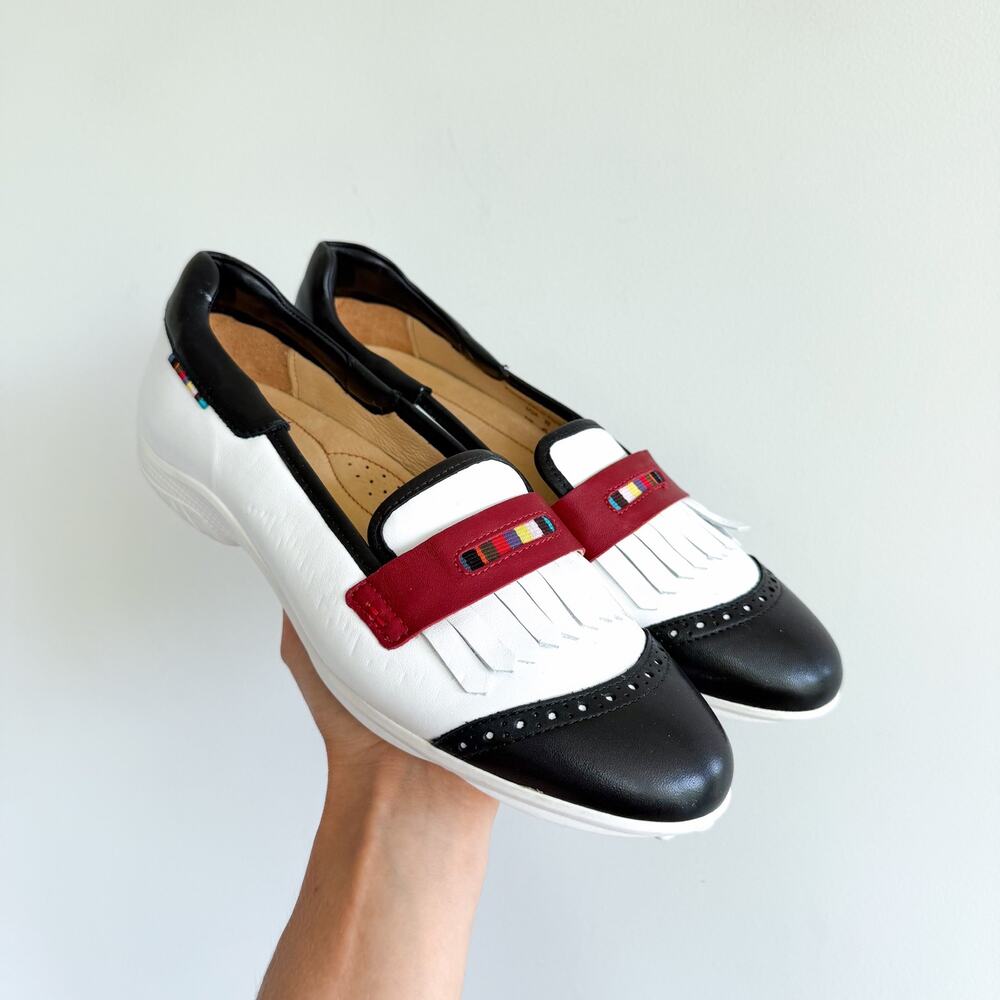 Royal Albartross Chelsea Leather Kiltie Fringe Saddle Golf Loafer Shoes White 8